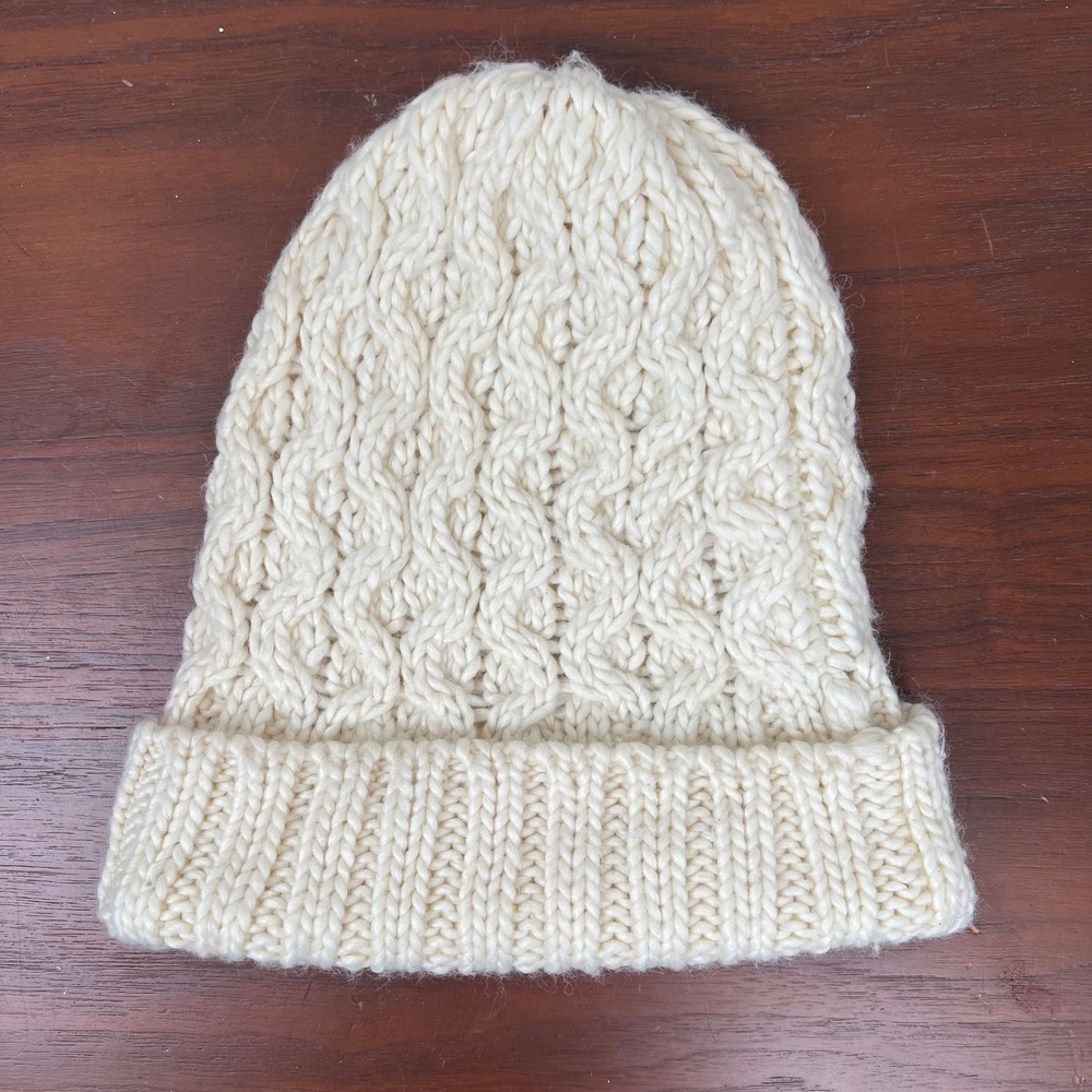 Wilfred Aritzia Cream White Cable Knit Wool Alpaca Blend Beanie Hat WAB4-9295-44